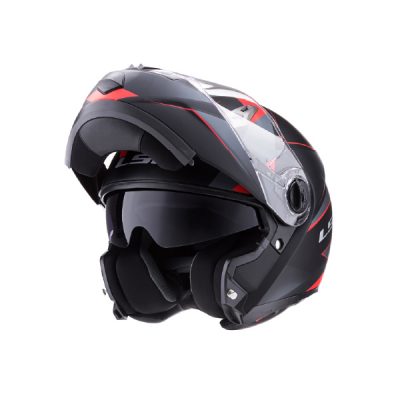 CASCO LS2 370 EASY STRIPE Matt Black Red